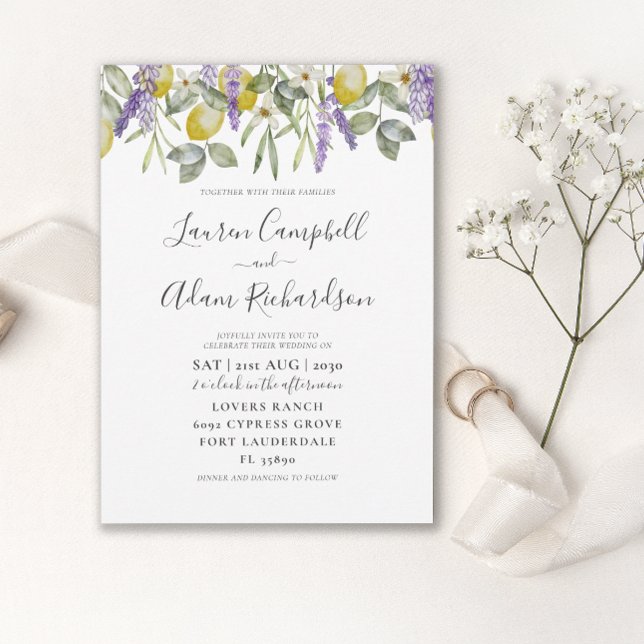 Einladung von Boho Lemon & Lavender Foliage (Von Creator hochgeladen)