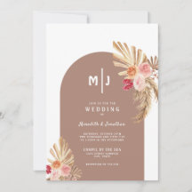 Einladung von Boho Pampas Grass Floral Arch Hochze