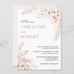 Einladung von Boho Pampas Grass Floral Wedding