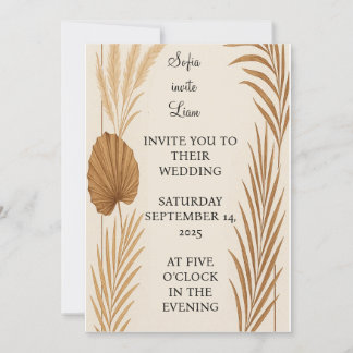 Einladung von Boho Pampas Grass Hochzeit | Minimal