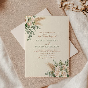 Einladung von Boho Pampas Grass & White Rose