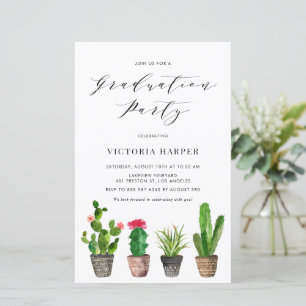 Einladung von Boho Potted Cactus Graduation Party