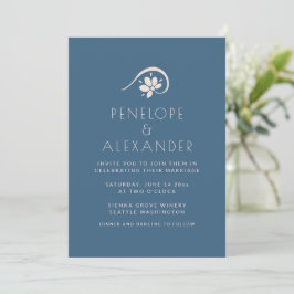 Einladung von Boho Scandinavian Blue Floral Weddin