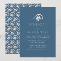Einladung von Boho Scandinavian Blue Floral Weddin