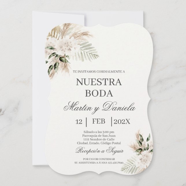 Einladung von Boho Spanish Hochzeit (Vorderseite)
