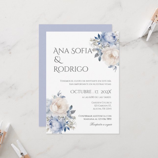 Einladung von Boho Spanish Hochzeit (Vorderseite/Rückseite Beispiel)