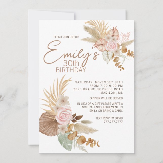 Einladung von Boho zum Geburtstag - jedes Alter (Vorderseite)