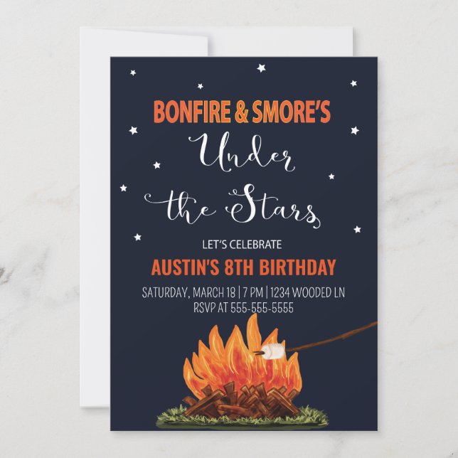 Einladung von Bonfire & Smore zum Geburtstag (Vorderseite)