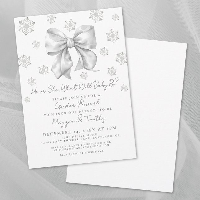 Einladung von Bow Winter Gender (Bow Winter Gender Reveal Invitation)
