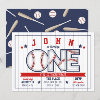Einladung von Boy Baseball zum ersten Geburtstag
