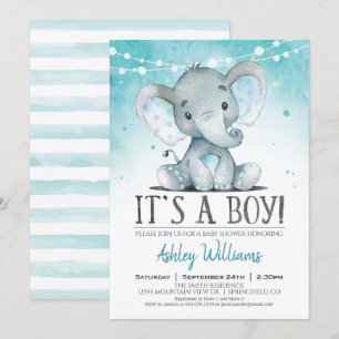 Einladung von Boy Elephant Baby Shower