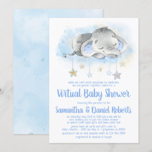 Einladung von Boy Elephant Virtual Baby Shower