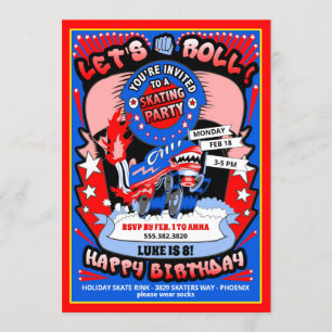 Einladung von Boy Roller Skaten Birthday Party