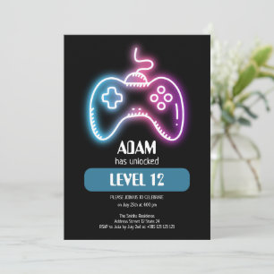 Einladung von Boys Neon Video Game Kindergeburtsta