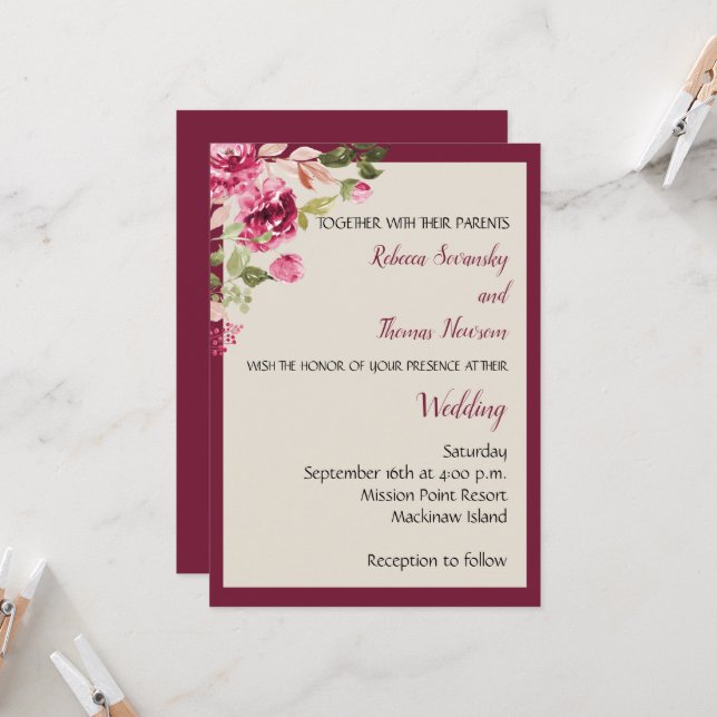 Einladung von Boysenberry Wedding (Vorderseite/Rückseite Beispiel)