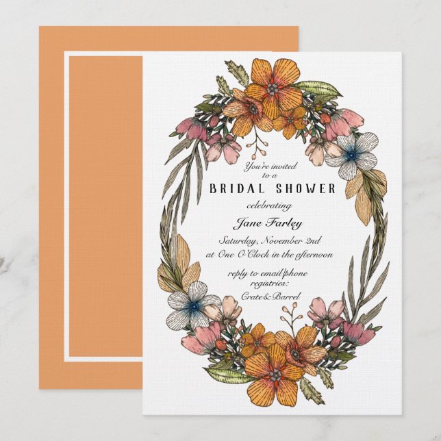 Einladung von Bridal-Dusche "Vergiss-Me-Not Wreath (Vorne/Hinten)