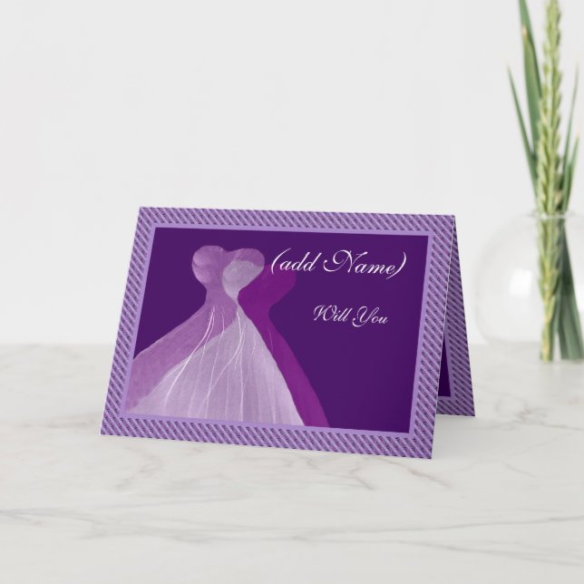 Einladung von Bridesmaid zu doppeltem Violett und  (Vorderseite)