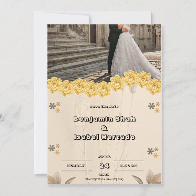 Einladung von Brown Pastel Floral Wedding (Vorderseite)