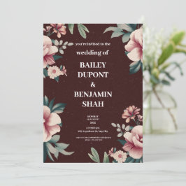 Einladung von Brown Peach floral Wedding