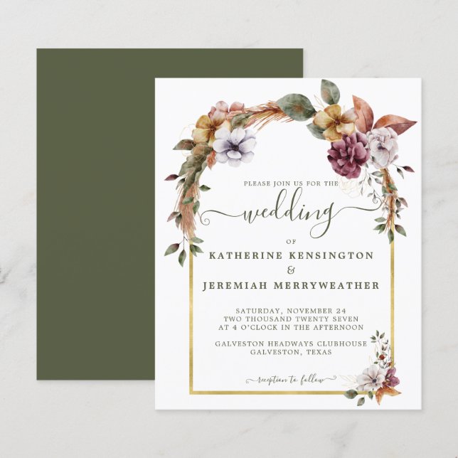 Einladung von Budget Boho Floral Arch (Vorne/Hinten)