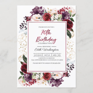 Einladung von Burgund Floral zum 70. Geburtstag