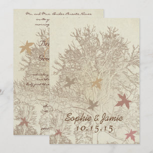 Einladung von Burgund und Brown Tree Hochzeit