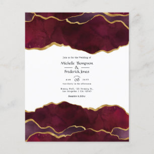 Einladung von Burgund und Gold Agate Hochzeit Flyer