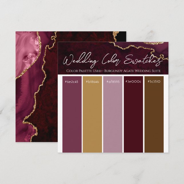 Einladung von Burgundy Agate Wedding Color Pallett (Vorne/Hinten)