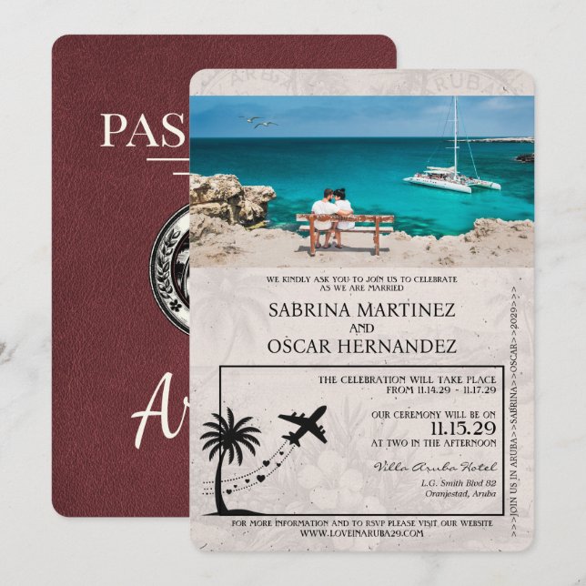 Einladung von Burgundy Aruba Pass (Vorne/Hinten)