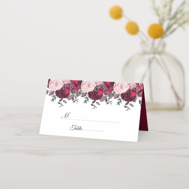 Einladung von Burgundy Bloom Floral Wedding (Vorderseite)