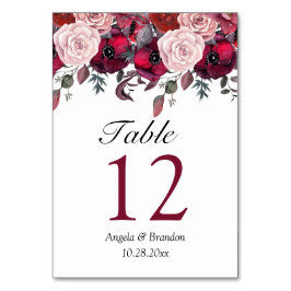Einladung von Burgundy Bloom Floral Wedding Tischnummer