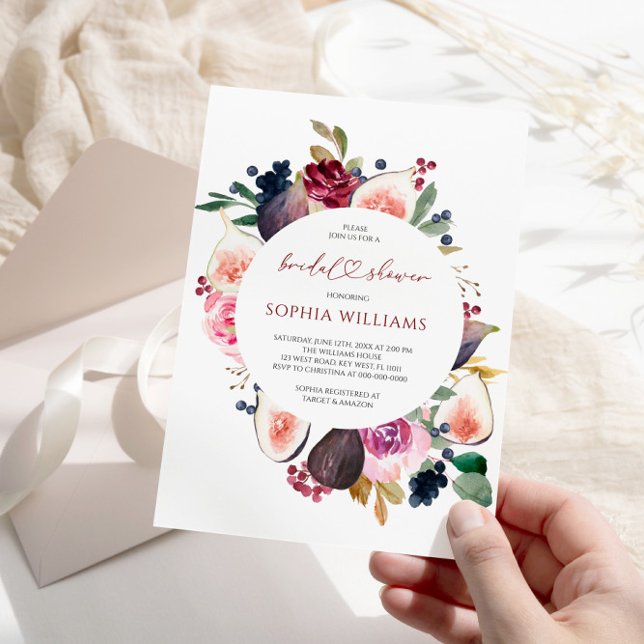 Einladung von Burgundy Blume Wreath Bridal Dusche (Von Creator hochgeladen)