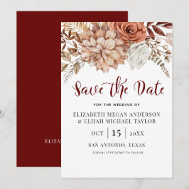 Einladung von Burgundy Fall Boho Floral Save the D