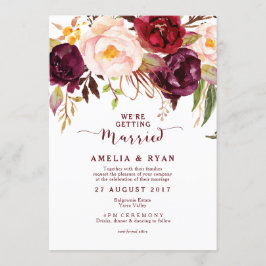 Einladung von Burgundy Floral Marsala Wedding