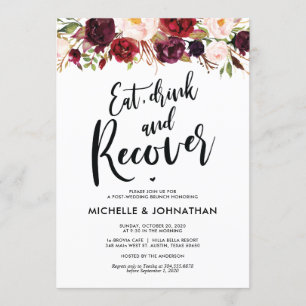 Einladung von Burgundy Floral Post Wedding Brunch