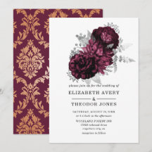 Einladung von Burgundy Floral Wedding