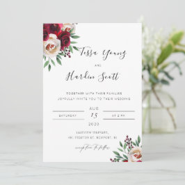 Einladung von Burgundy Floral Wedding