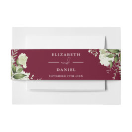 Einladung von Burgundy Greenery Floral Wedding Einladungsbanderole