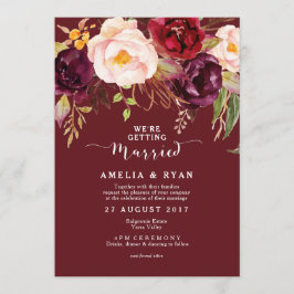 Einladung von Burgundy Marsala Floral Wedding