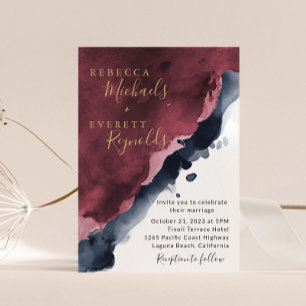 Einladung von Burgundy & Navy Blue Wedding