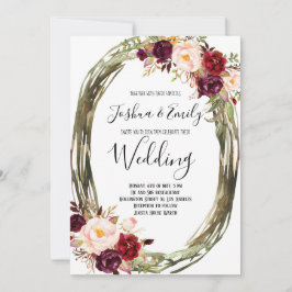 Einladung von Burgundy Peony Floral Wedding