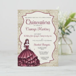 Einladung von Burgundy Quinceañera