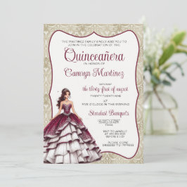 Einladung von Burgundy Quinceañera