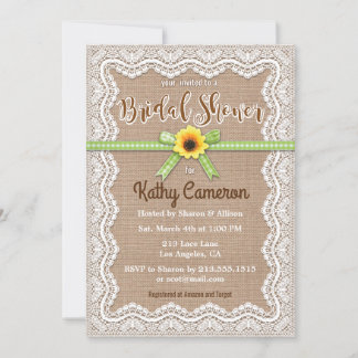 Einladung von Burlap Leinwand und Lace Bridal Dusc