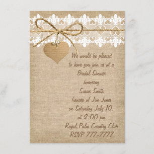 Einladung von Burlap- und Lace Bridal-Dusche