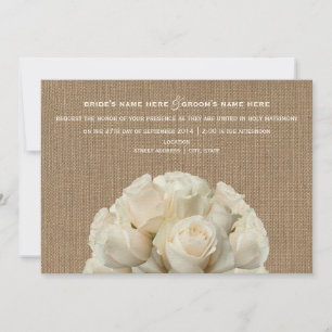 Einladung von Burlap- White Roses Hochzeit