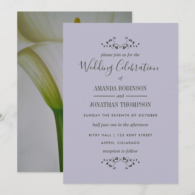 Einladung von Calla Lily Floral Wedding (Vorne/Hinten)