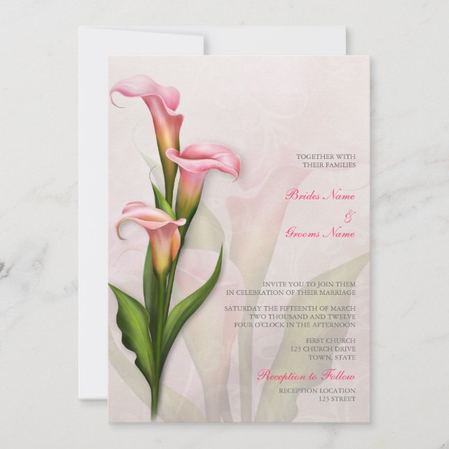 Einladung von Calla Lily Pink (Vorderseite)