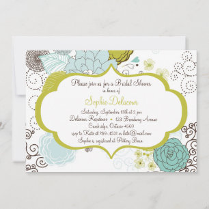 Einladung von Chartreuse & Blue Floral Bridal Dusc