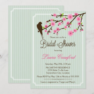 Einladung von Cherry Blossom und Bird Bridal Dusch